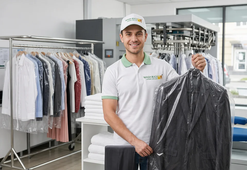 Professional dry cleaning service by Wash Bugs